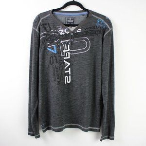 Private Member Gray Graphic Printed Long Sleeve T-shirt